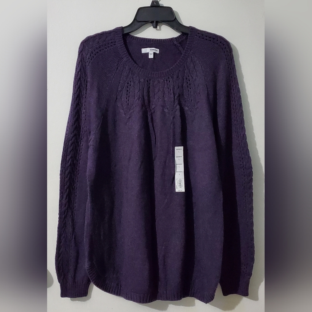 Sonoma, women's Purple crewneck knit sweater. NWT